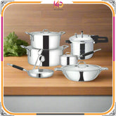 12 Pieces Mirror Polish Brilliant Gift Pack Set | Elegant Stainless Steel Cookware Set