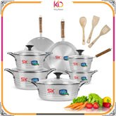 15 Pieces Aluminum Saffron Gift Pack Set β Glass Top | Durable Metal Finish Cookware - Kingbazar.pk