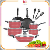 15 Pieces Non Stick Burberry Ezee Gift Set – Maroon | Premium Marble Coated Cookware - Kingbazar.pk