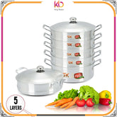 5 Layers Grace Casserole Steamer Set – 30 cm | Stainless Steel Multi-Tier Food Steamer - Kingbazar.pk