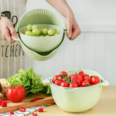 Rotatable Double-Layer Colander Set β BPA-Free Heat-Resistant Strainer & Vegetable Washing Basket - Kingbazar.pk