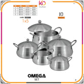 Sonex Omega Set 1-5 (Belly New Item) Metal Finish Cookware Full Set: A Stylish and Functional Kitchen Companion - Kingbazar.pk