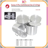 Sonex Commercial Set Pot Set Metal Finish | Sizes: 1-4 (Also may be referred to as Sonex Handi Set or Sonex Aluminum Handi Set) - Kingbazar.pk
