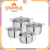 Elegant Steel Sonex Belly Pot Casserole Set - 4-Piece Set - Stylish and Functional Cookware - Kingbazar.pk