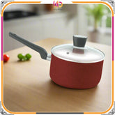 Maroon Marble Coated Sauce Pan – Premium Non-Stick Milk & Sauce Cooking Pot - Kingbazar.pk