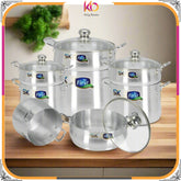 Metal Finish Couscousera Steamer Set | Heavy-Duty Aluminum Steamer for Rice, Vegetables, Dumplings - Kingbazar.pk