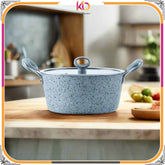 Non Stick Marble Coated Signature Casserole (Daigchi/Baigona) β Grey | Premium Non-Stick Cookware - Kingbazar.pk