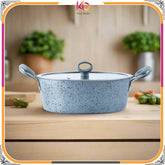 Non Stick Marble Coated Signature Wok (Karahi) – Grey | Premium Deep Frying & Cooking Wok - Kingbazar.pk