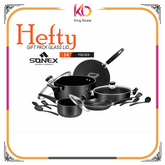 Hefty gift pack-Sonex Glass Lid Nonstick 14 PCS - Kingbazar.pk