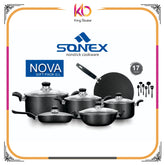 Nova Gift pack-Sonex 17 PCS Nonstick (BLACK & BEIGE) - Kingbazar.pk