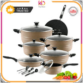 Wonder Chef Gift Set β 19 PCS | 2-Layer Marble Coated Nonstick Cookware | Premium Kitchen Set by King Bazar - Kingbazar.pk