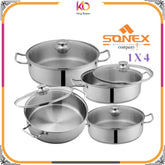 Sonex Heavy Base Stainless Steel Fish Pot Set - 4-Piece Set - Perfect for Delicious Seafood - Kingbazar.pk