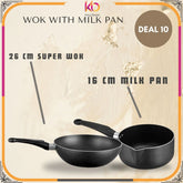 "Sonex 26cm Super Wok + 16cm Milk Pan – Perfect for Stir-Fries, Curries & Hot Beverages!" - Kingbazar.pk