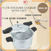 Ultra Steamer Elegant Pressure Cooker β 7L | Heavy Duty Aluminum Multi-Use Steamer Cooker | FREE Lemon Squeezer β Eid ul Azha Special Offer