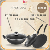🔥 Sizzling Hot Deal! 3-Piece Sonex Premium Cookware Set - 27cm Wok + 20cm Fry Pan + 30cm Tawa