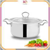 Alpha Handi Casserole Pot – Versatile Stainless Steel Cookware with Glass Cover - Kingbazar.pk