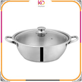 Mega Steel Sonex Wok with Heavy Base - Stir-Fry Perfection with Even Heat Distribution (22 cm to 32 cm) - Kingbazar.pk