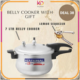 National Belly Pressure Cooker 7 Liter – Grooved Aluminum | FREE Lemon Squeezer – Eid ul Azha Gift Offer