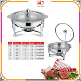 Alpha Premium Round Serving Dish with Glass Lid – Elegant Stainless Steel Food Keeper - Kingbazar.pk