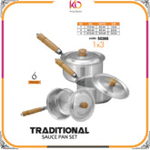 Sonex Sauce Pot Set with Wood Handle (4-Piece Set): A Blend of Style and Functionality - Kingbazar.pk