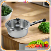 Eco-Friendly Alpha Sauce Pan – Encapsulated Steel & Glass Lid - Kingbazar.pk