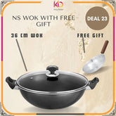 "Sonex 36cm Nonstick Wok with Glass Lid + Free Fry Pan – Eid Special Offer"