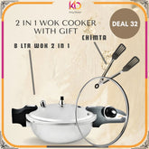 Elite Karahi 2-in-1 Cooker – 8L with Lid | Heavy Duty Aluminum Pressure Karahi | Fast Cooking Wok Style Cooker | FREE Chimta – Eid ul Azha Special Offer