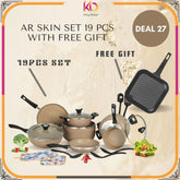 AR Non Stick Glory Set – 19 Pcs Heavy Duty Cookware with Glass Lids | FREE Grill Pan – Eid ul Azha Special Offer