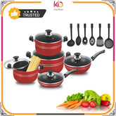King Cook Smart 16-Piece Non-Stick Cookware Gift Set β Premium Red & Black Ceramic-Titanium Collection - Kingbazar.pk