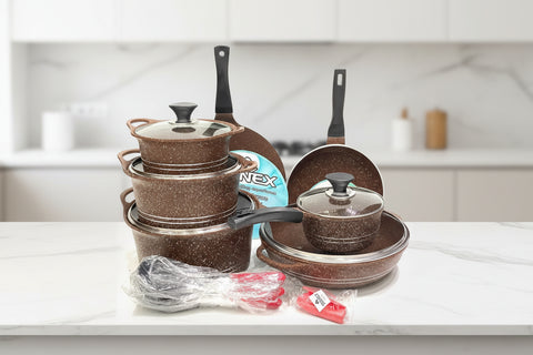 Sonex Eden Plus 20-Piece Die-Cast Cookware Set – Elegant Brown Gift Pack