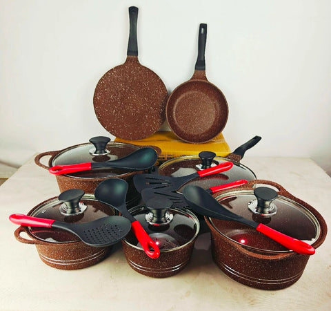 Sonex Eden Plus 20-Piece Die-Cast Cookware Set – Elegant Brown Gift Pack