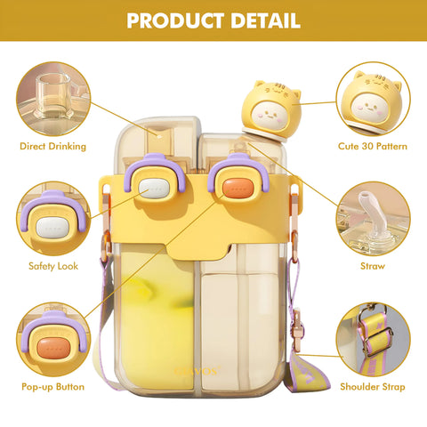 Cute 2-in-1 Water Bottle with Storage