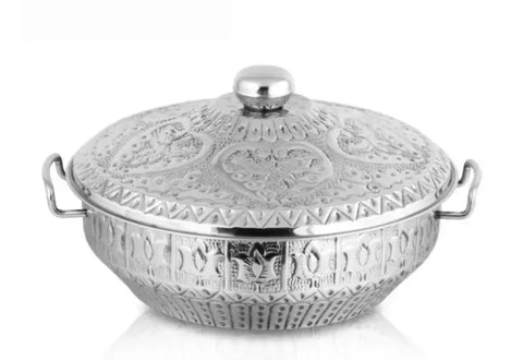 Shahi Naqsheen Stainless Steel Hot Pot Set – 3-Piece Royal Design Collection