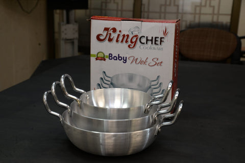 Baby Wok Set – Pack of 3 Aluminum Mini Woks | Perfect for Frying, Stir-Frying & Baby Food | Non-Toxic & Durable