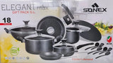 Elegant Gift Pack - Sonex Glass LID Nonstick  18 PCS