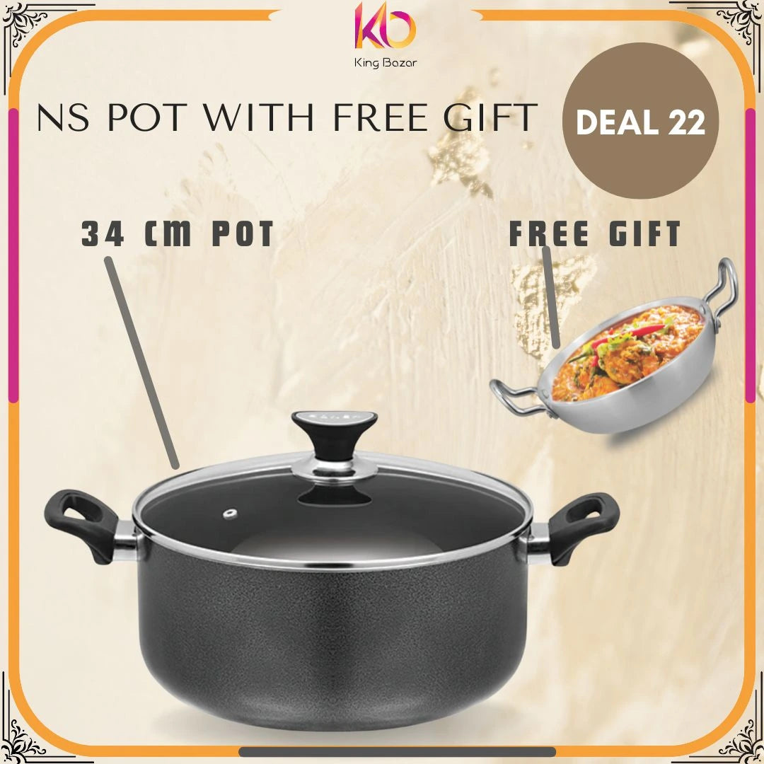 Classic Casserole Sonex - Glass Lid Nonstick 34 CM With Free Gift