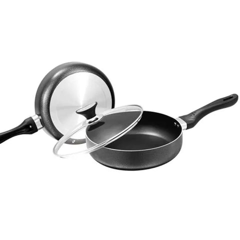 "Classic Frypan Sonex with Glass Lid – Non-Stick & Solo Grill Pan (Die-Cast) – Perfect Grilling & Frying at Home