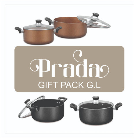 Sonex Prada Gift Pack – 17 PCS Nonstick Cookware Set (Black & Brown) + FREE Oil Jug | Eid ul Azha Special Offer