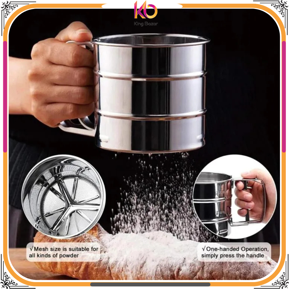 Efficient Stainless Steel Sifter for Fine Flour – Perfect Baking Every Time!