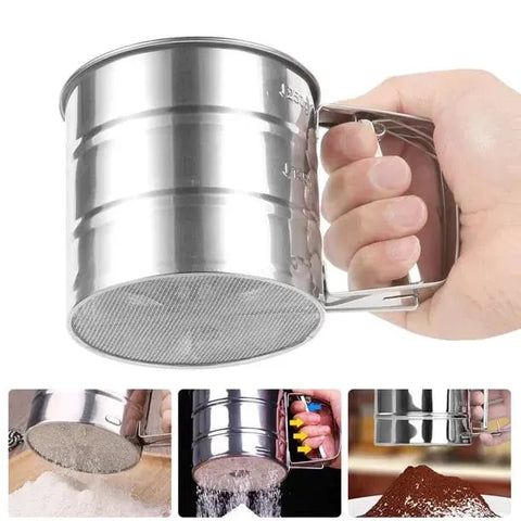 Efficient Stainless Steel Sifter for Fine Flour – Perfect Baking Every Time!