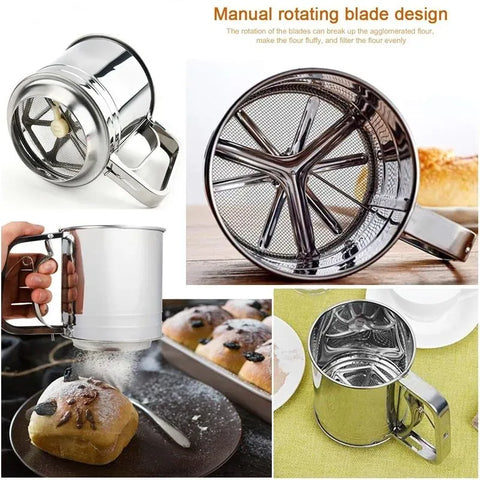 Efficient Stainless Steel Sifter for Fine Flour – Perfect Baking Every Time!