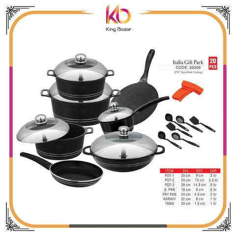 Italia Gift Pack - Sonex (with Steel Lid) 20 PCS Die-Cast Nonstick.