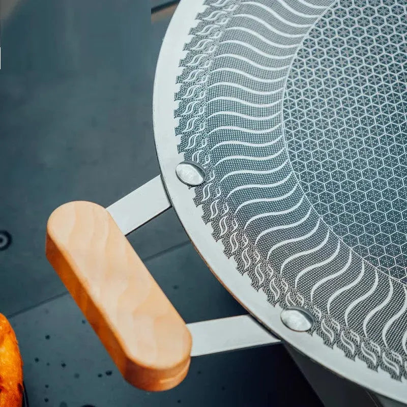 German Honeycomb Laser Coated Non-Stick Tawa – Griddle Pan with Wooden Handle