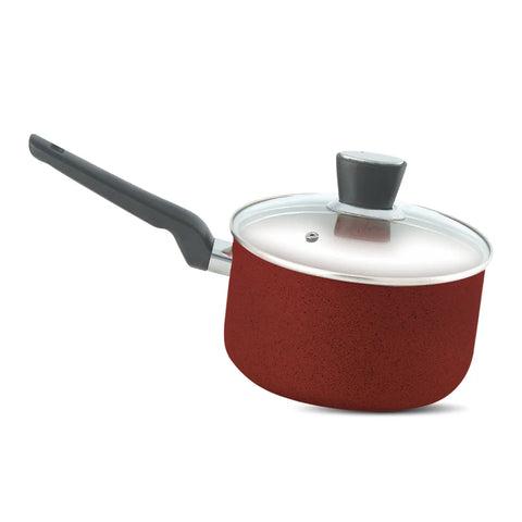 Maroon Marble Coated Sauce Pan – Premium Non-Stick Milk & Sauce Cooking Pot