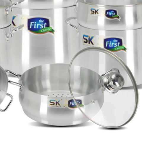 Metal Finish Couscousera Steamer Set | Heavy-Duty Aluminum Steamer for Rice, Vegetables, Dumplings