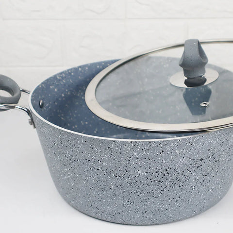 Non Stick Marble Coated Signature Casserole (Daigchi/Baigona) – Grey | Premium Non-Stick Cookware