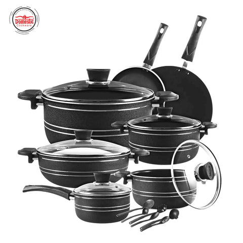 Non Stick Super Gift Set – 18 PCS | 3-Layers Marble Coated Cookware Set | Premium Nonstick Kitchen Set by King Bazar