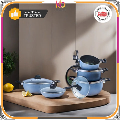 Nonstick Galaxy Gift Set – 17 PCS | Premium Nonstick Cookware Set | Stylish Marble Coated Kitchen Set by King Bazar