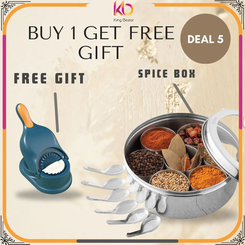 Royal Spice Masala Box – Premium Stainless Steel 7-Compartment Spice Container 20 cm .