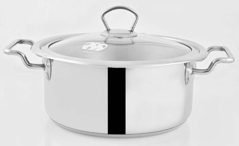 Alpha Handi Casserole Pot – Versatile Stainless Steel Cookware with Glass Cover